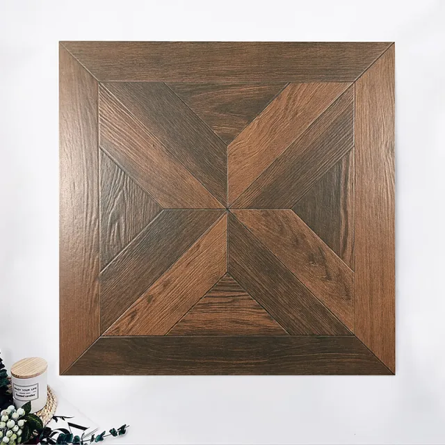 TB6808 Loseta efecto madera | 600 × 600 mm | Diseño decorativo moldeado; absorción de agua de 1–3 %