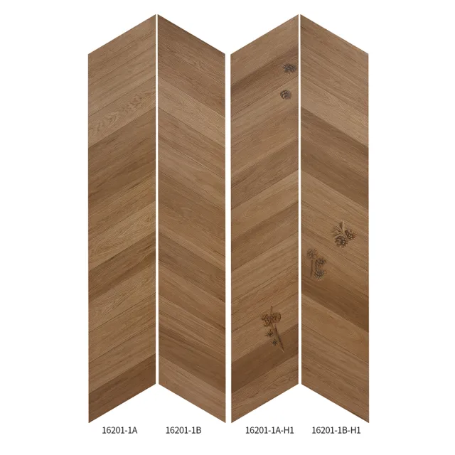 16201-1 Loseta efecto madera | 300 × 1620 mm | Gránulo seco cepillado y pulido; absorción doble cero