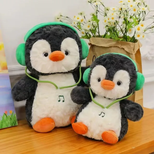 Pingüino con audífonos · Peluche · 40 cm