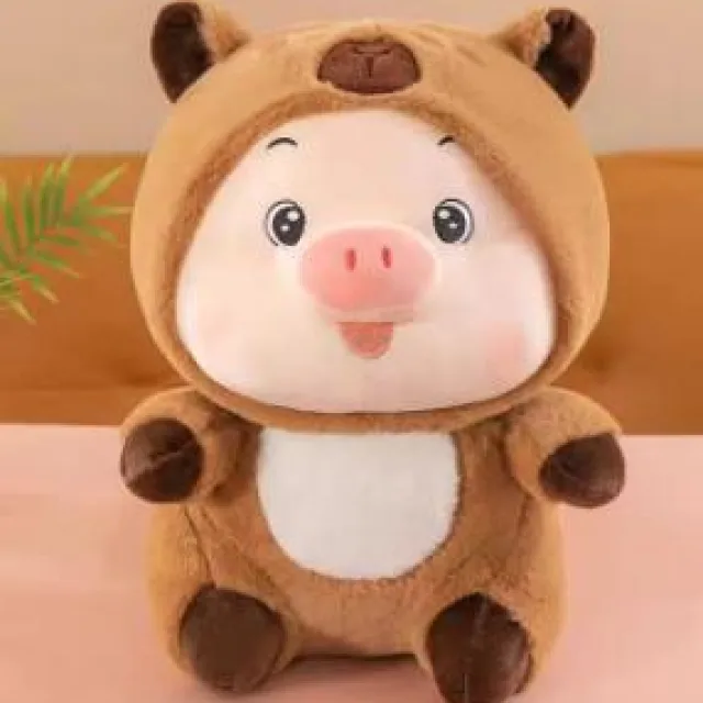 Chubby pig in a capybara costume · Plush toy · 30 cm