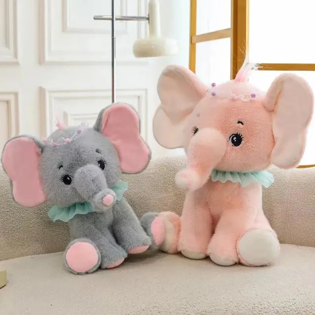 Elephant with pearls and lace · Plush toy · 30 cm