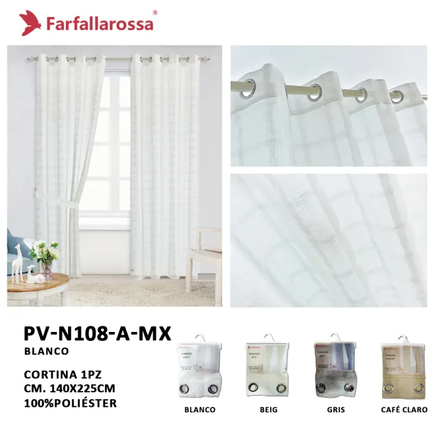 Cortina de Gasa Doris Farfallarossa PV-N108, Blanco