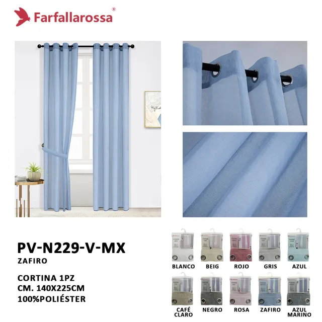 Farfallarossa 格条纹麻纱帘 PV-N229 宝蓝色