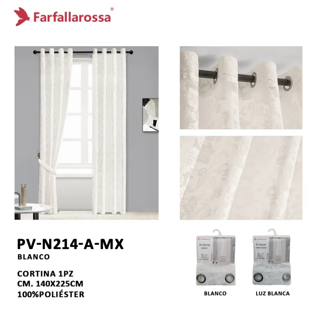 Cortina de Punto por Urdimbre Farfallarossa PV-N214, Blanco