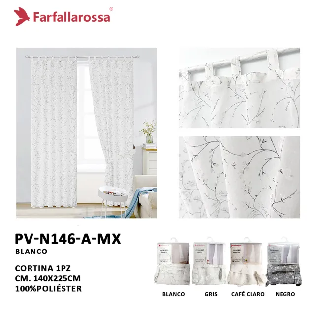 Cortina de Gasa Teñida en Hilo de Taiwán Farfallarossa PV-N146, Blanco