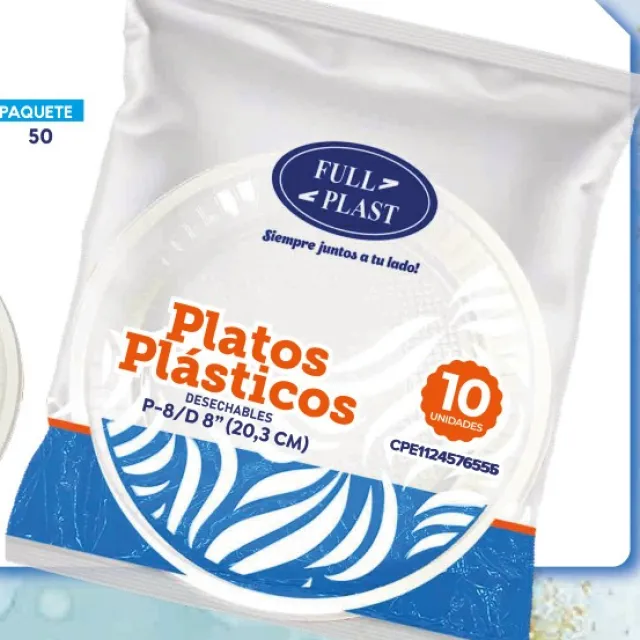 FULL PLAST Plato plástico desechable P-8 / 20.3 cm